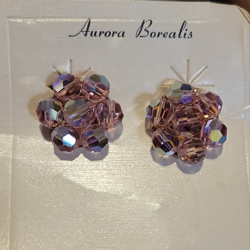 Vintage 1950's Austrian Aurora Borealis Crystal Necklace and Earrings - Picture 6 of 7